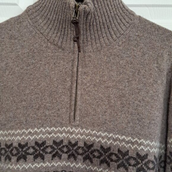 J.Crew Men's L Brown 100% Lambs Wool 1/4 Zip Long Sleeve Turtleneck Sweater - Picture 6 of 8
